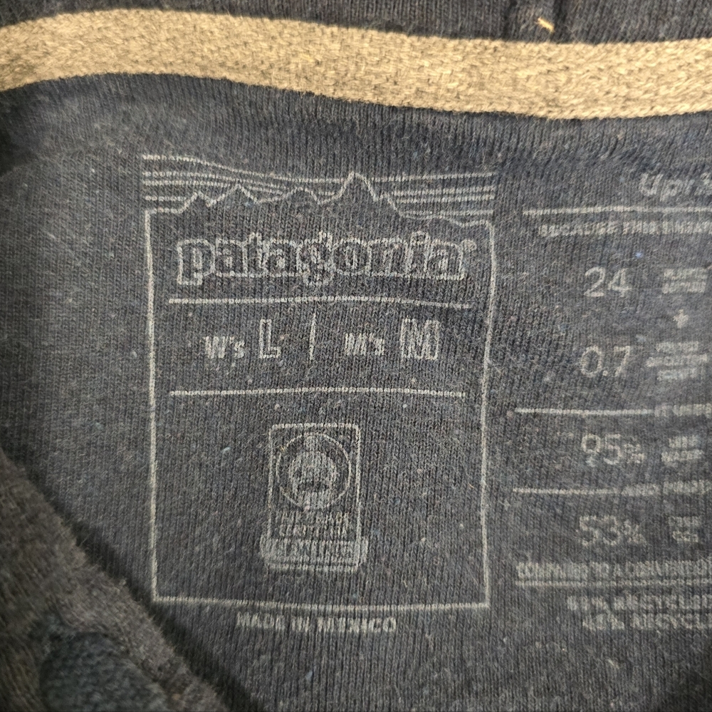 Patagonia Hoodie Sweater Unisex Women's Large / Men's Medium Navy Blue - Picture 3 of 8